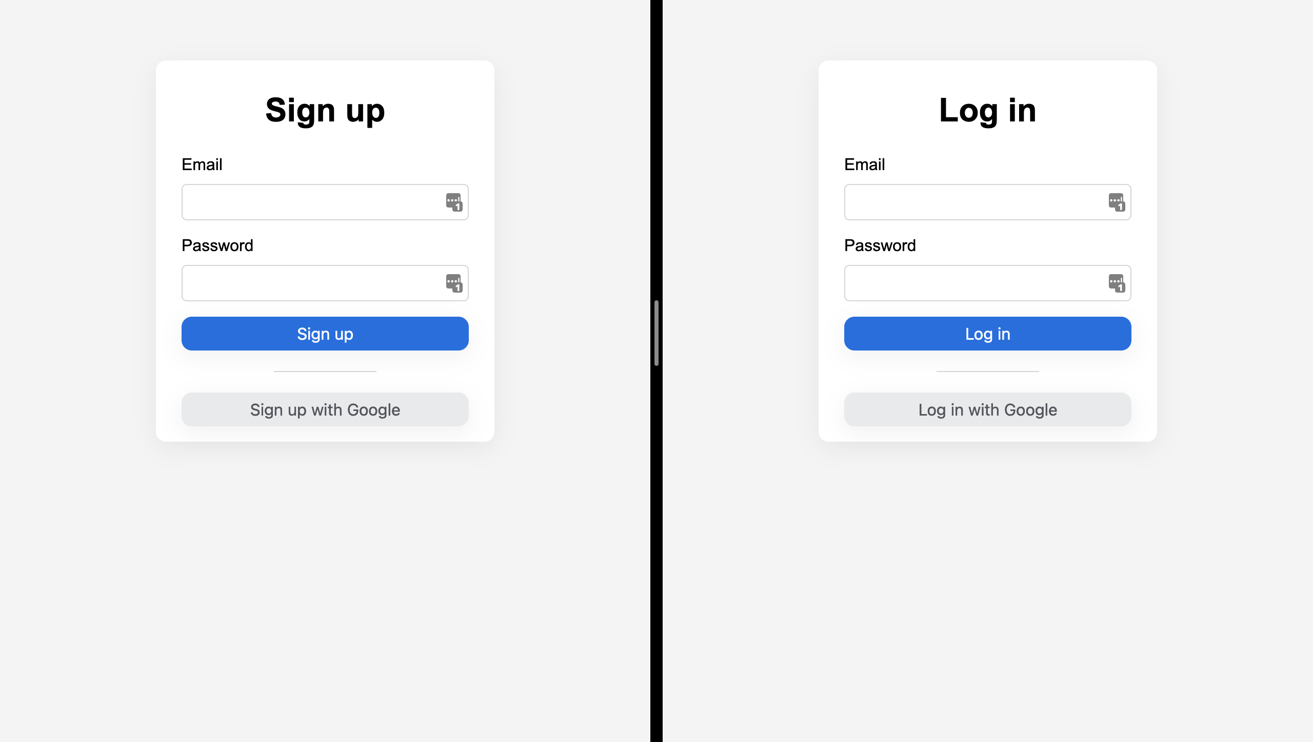 Registration and login pages