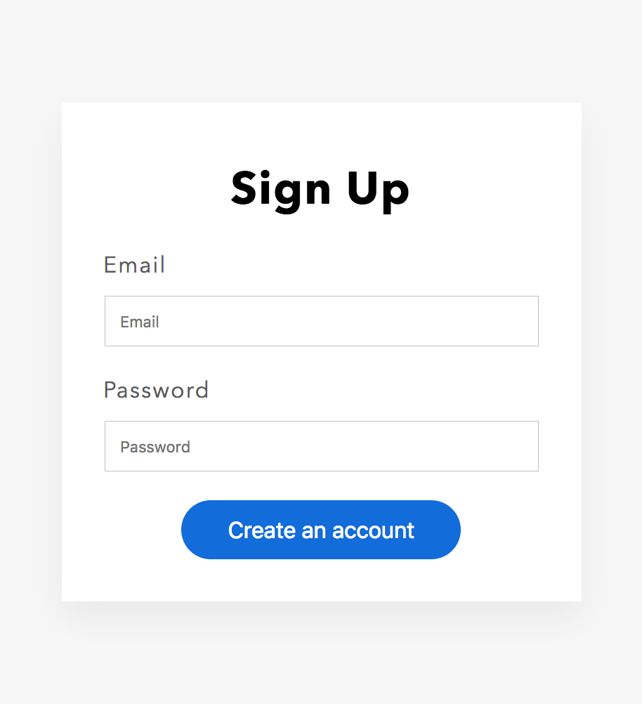 Sign up page